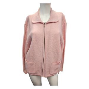 David Hollis Pink Wool Zip Jacket Womens Size Large